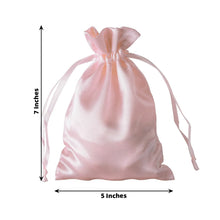 12 Pack | 5x7inch Blush Rose Gold Satin Wedding Party Favor Bags, Drawstring Pouch Gift Bags