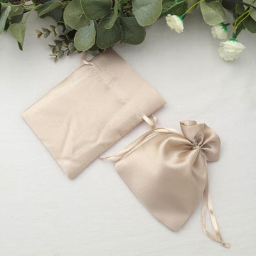 Elevate Your Event Decor with Beige Satin Wedding Party Favor Bags
