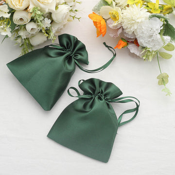Glamorous Hunter Emerald Green Satin Wedding Party Favor Bags