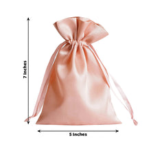 12 Pack | 5x7inch Dusty Rose Satin Wedding Party Favor Bags, Drawstring Pouch Gift Bags