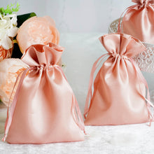 12 Pack | 5x7inch Dusty Rose Satin Wedding Party Favor Bags, Drawstring Pouch Gift Bags