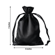 12 Pack | 5x7inch Black Satin Drawstring Wedding Party Favor Gift Bags