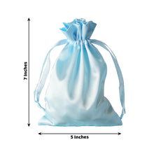12 Pack | 5x7inch Baby Blue Satin Wedding Party Favor Bags, Drawstring Pouch Gift Bags