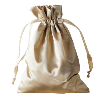 Elevate Your Event Decor with Champagne Satin Drawstring Bags