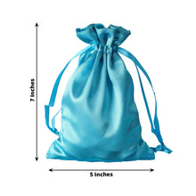 12 Pack | 5x7inch Turquoise Satin Wedding Party Favor Bags, Drawstring Pouch Gift Bags