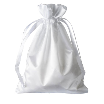 Versatile and Practical - White Satin Drawstring Bags for Any Occasion