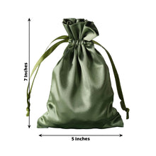 12 Pack | 5x7inch Olive Green Satin Wedding Party Favor Bags, Drawstring Pouch Gift Bags