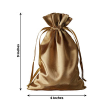 12 Pack | 6inch x 9inch Antique Gold Satin Wedding Party Favor Bags
