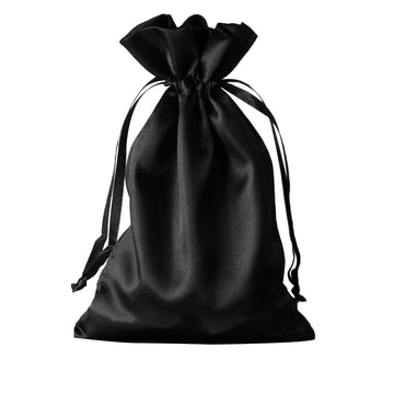 Event Decor with Black Satin Drawstring Bags