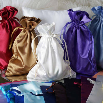 White Satin Drawstring Wedding Party Favor Gift Bags - The Perfect Choice for Your Special Day