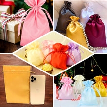 Pack of 12 - 3"x4" Chocolate Satin Party Favor Bags, Drawstring Pouch Gift Bags