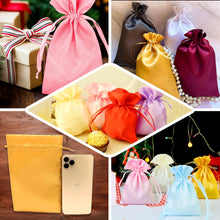 12 Pack | 4x6inch Yellow Satin Drawstring Wedding Party Favor Gift Bags