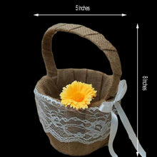 5x8inch Natural Burlap & Floral Lace Wedding Flower Girl Petal Basket