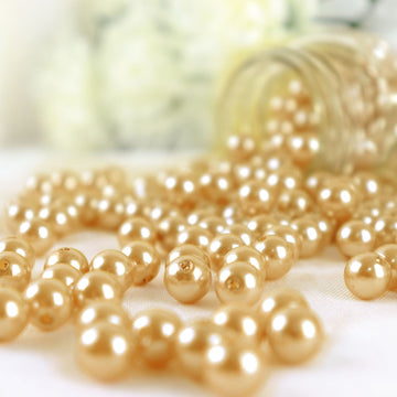 Shimmering Metallic Gold Faux Craft Pearl Beads - Add Elegance to Your Wedding Decor