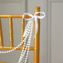 White Gatsby Faux Pearl Beaded 16 Inch Chair Sash Pre Tied
