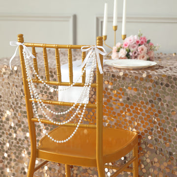 Add Elegance to Your Event with the White Gatsby Faux Pearl Beaded Wedding Chair Back Garland Sash