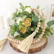 55 Inch Cream Colored Beaded Garland With Jute Tassels