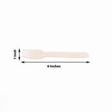 100 Pack Biodegradable Birchwood Picnic Forks, 6inch Eco Friendly Disposable Wooden Cutlery