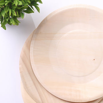 Elegant Birchwood Dinner Plates for Sustainable Event Décor