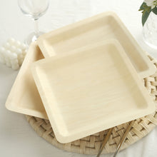 9 Inch Square Poplar Wood Dinner Plates 25 Pack Eco Friendly