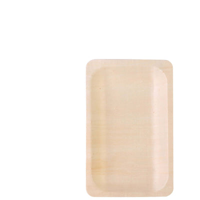 Natural wood serving tray with smooth edges and rectangular shape