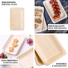 25 Pack Birchwood Wooden Appetizer Plates Rectangle Eco Friendly 5 Inch x 8 Inch 