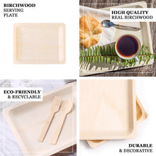 12 Pack Birchwood Wooden Rectangle Dinner Plates 8 Inch x 10 Inch Eco Friendly