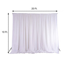 A white chiffon and polyester curtain with measurements of 20 ft and 10 ft, perfect for use as a room divider, solid backdrop curtain, and dividers.