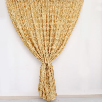 Champagne Satin Rosette Backdrop Window Curtain Panel: Add Elegance and Luxury to Your Event