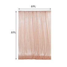 A Blush Sequin Curtain with measurements of 8 ft and 8 ft