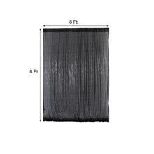 A black sequin curtain with measurements of 8 ft, perfect for room divider, sparkle & sequin backdrops