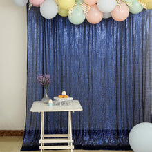 8ftx8ft Navy Blue Semi-Sheer Sequin Photo Backdrop Curtain Panel, Event Background Drape