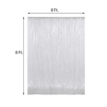 A silver Sequin Curtain with measurements of 8 ft and 8 ft, perfect for room divider, sparkle & sequin backdrops