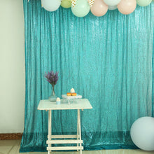 8ftx8ft Turquoise Semi-Sheer Sequin Photo Backdrop Curtain Panel, Event Background Drape