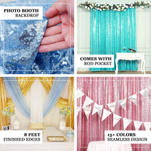 8ftx8ft Dusty Blue Semi-Sheer Sequin Photo Backdrop Curtain Panel, Event Background Drape