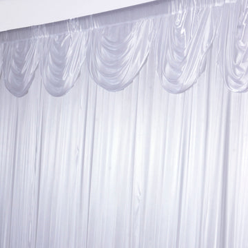 White Premium Double Drape Satin Wedding Backdrop Curtain