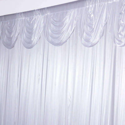 White satin drapery with elegant folds and texture, ideal for event decor.