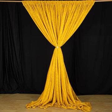 Add a Sparkling Touch to Your Event with the Gold Metallic Shimmer Tinsel Photo Backdrop Curtain