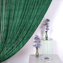 Hunter Emerald Green Metallic Shimmer Tinsel Photo Backdrop Curtain, Event Background Drapery Panel