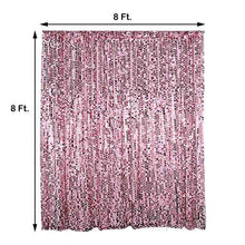 A pink sequined sparkle & sequin backdrop with measurements on a white background