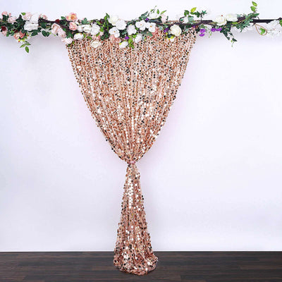 Rose gold sequin backdrop curtain with floral accents