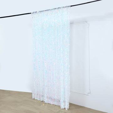 Add a Touch of Elegance with the Iridescent Blue Big Payette Sequin Photo Backdrop Curtain