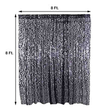 A sparkle and sequin black and silver curtain with measurements on a white background, perfect for room dividers and sparkle & sequin backdrops.