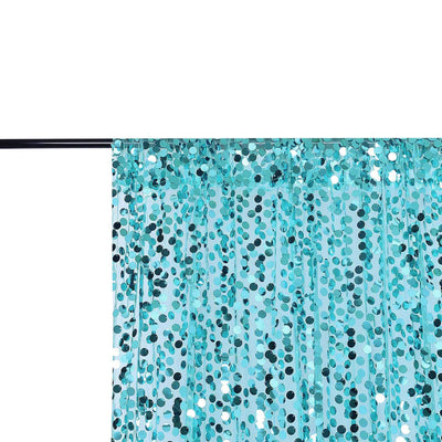 Turquoise sequin curtain with shimmering effect