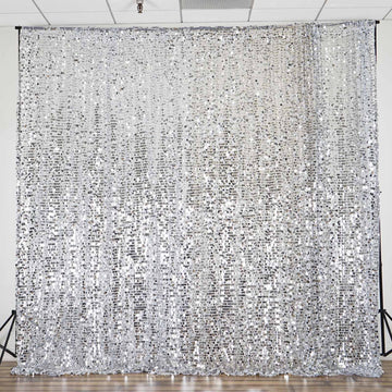 Elegant Silver Big Payette Sequin Photo Backdrop Curtain