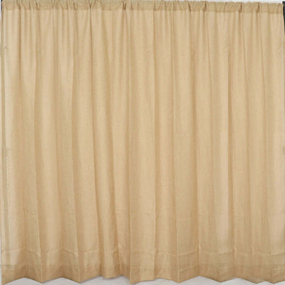 Beige sheer curtain panel with a soft drape and gathered top.