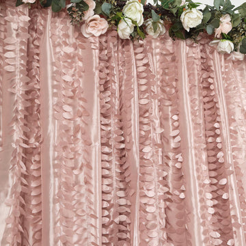 Dusty Rose 3D Leaf Petal Taffeta Fabric Photo Backdrop Curtain