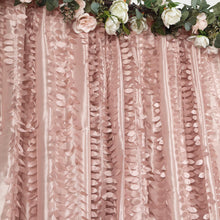 Dusty Rose 3D Leaf Petal Taffeta Fabric Event Greenery Backdrop Drape And Photography Curtain Panel - 8 Feet X 8 