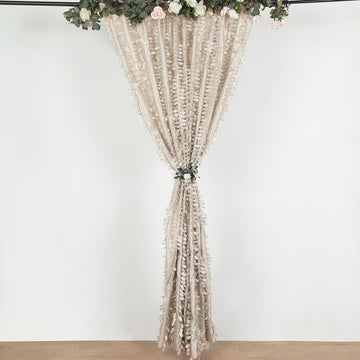 Beige 3D Leaf Petal Taffeta Fabric for Wedding, Party, and Event Decor