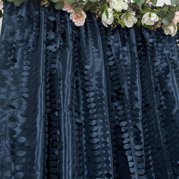 Elevate Your Event with the Navy Blue 3D Leaf Petal Taffeta Fabric Photo Backdrop Curtain